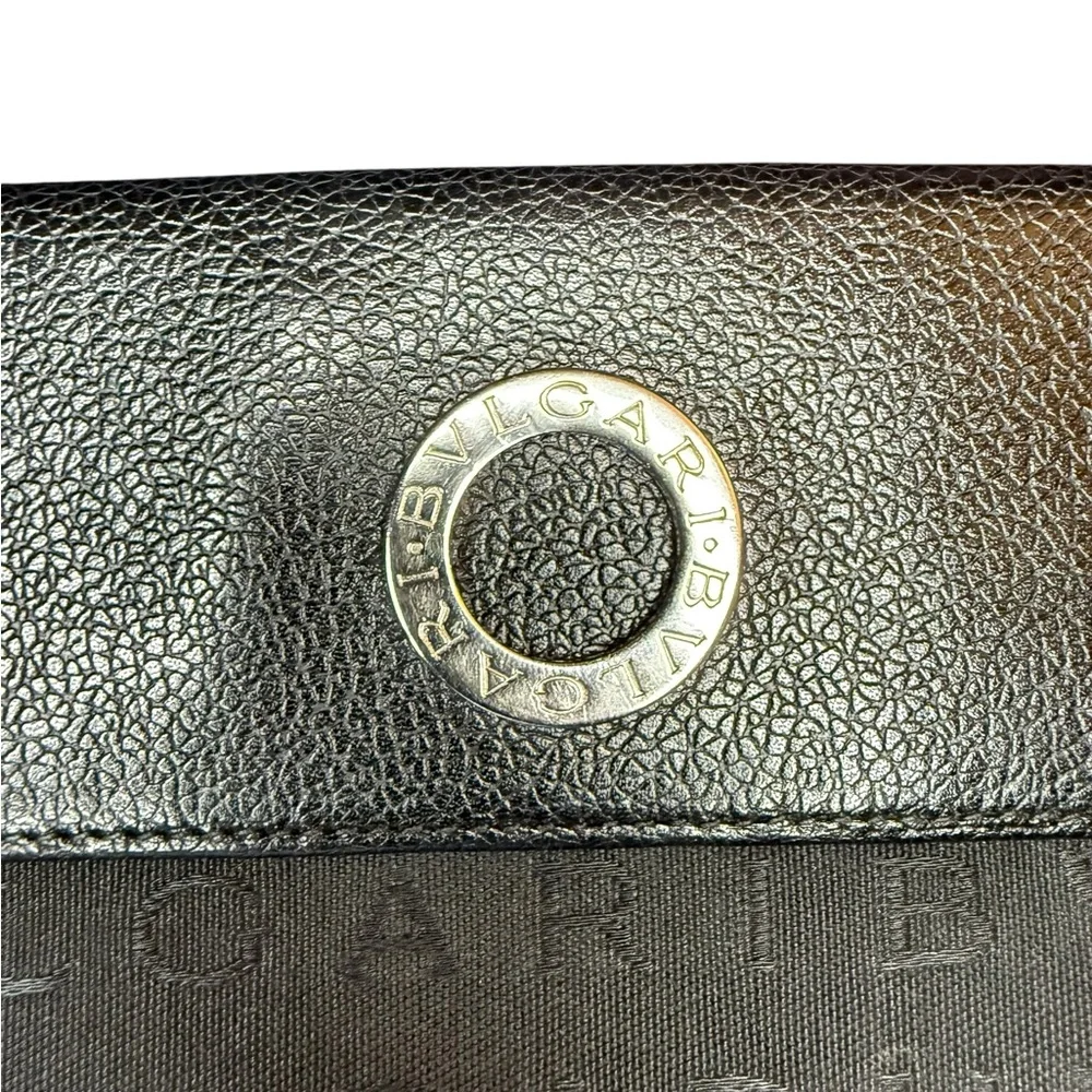 Bulgari Black Leather and Canvas Long Wallet - Picture 3 of 10